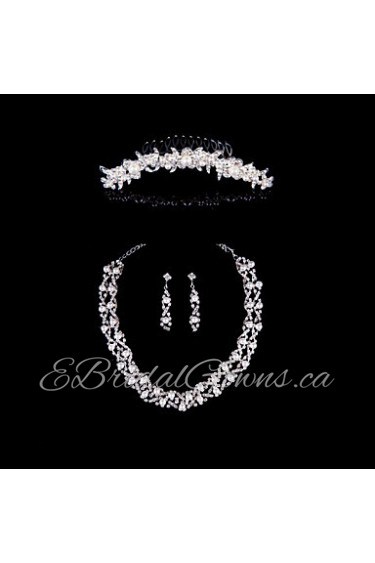 Ladies'/Women's Alloy Wedding/Party Jewelry Set With Imitation Pearl/Rhinestone