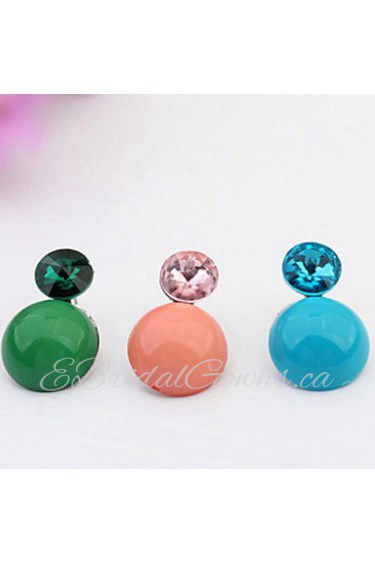 High Quality Beads Double Faced Pearl Shaped Double Side Stud Earrings Two Ways Wear Party/Date Jewelry For Women