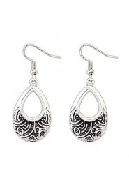 Retro National Alloy Metal Dangle Drops Earrings Silver Ear Hook Vintage Style Women Jewelry