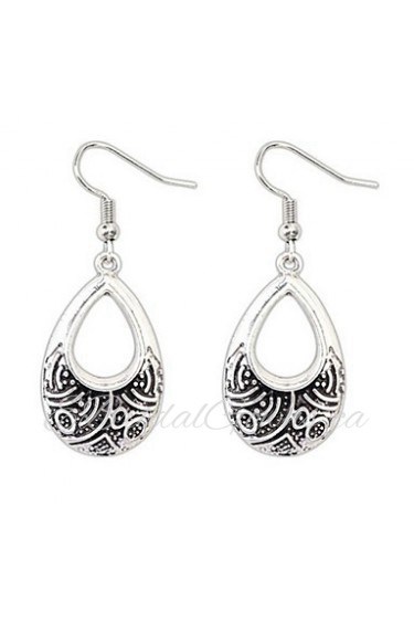 Retro National Alloy Metal Dangle Drops Earrings Silver Ear Hook Vintage Style Women Jewelry