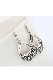 Retro National Alloy Metal Dangle Drops Earrings Silver Ear Hook Vintage Style Women Jewelry