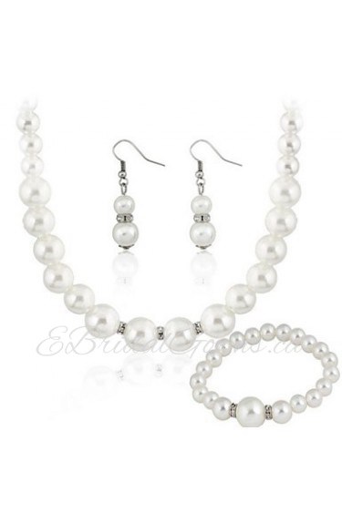 Jewelry Set Women's Gift / Party Jewelry Sets Imitation Pearl Rhinestone Earrings / Necklaces White