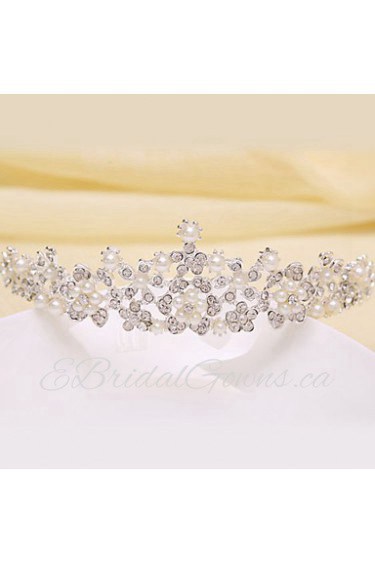 Bride's Flower Shape Pearl Forehead Wedding Headdress Crown 1 PC