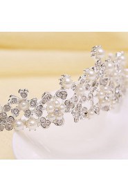 Bride's Flower Shape Pearl Forehead Wedding Headdress Crown 1 PC