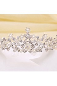 Bride's Flower Shape Pearl Forehead Wedding Headdress Crown 1 PC