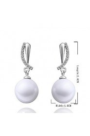 Fashion Drop Shape Copper Silver Plated Foreign Trade Zircon Pearl Jewelry Sets(White)(1Set)