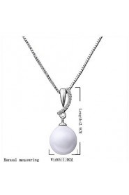 Fashion Drop Shape Copper Silver Plated Foreign Trade Zircon Pearl Jewelry Sets(White)(1Set)