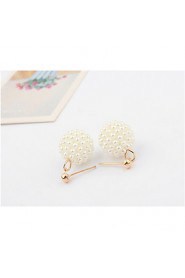 Korean Fashion Women Double Perfectly Round Simulated Pearl Drop Earrings Statement Jewelry