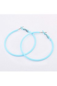 Women Super Statement Jewelry Exaggerated Candy Colors Round Circle Alloy Pierced Hoop Earrings