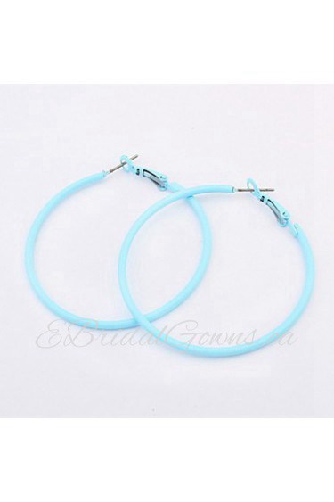 Women Super Statement Jewelry Exaggerated Candy Colors Round Circle Alloy Pierced Hoop Earrings