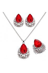 Jewelry Set Women's Wedding / Engagement / Birthday Jewelry Sets Alloy Ruby / Rhinestone Necklaces / Earrings Silver