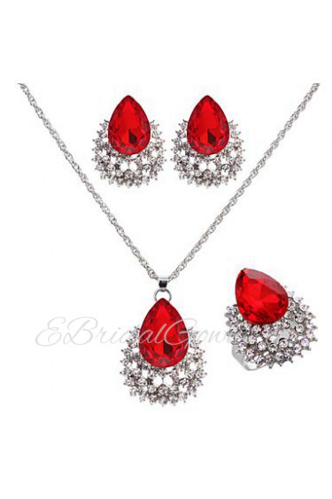 Jewelry Set Women's Wedding / Engagement / Birthday Jewelry Sets Alloy Ruby / Rhinestone Necklaces / Earrings Silver