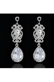 Vintage Women's Earrings Zircon Diamond Silver Earring For Wedding Bridal