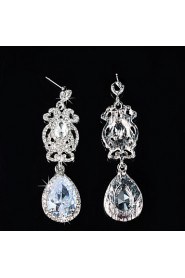 Vintage Women's Earrings Zircon Diamond Silver Earring For Wedding Bridal