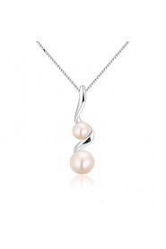 Vintage Double Natural Beads Round Pearl Pendant Real 925 Silver Link Chain Statement High Quality Necklace Women