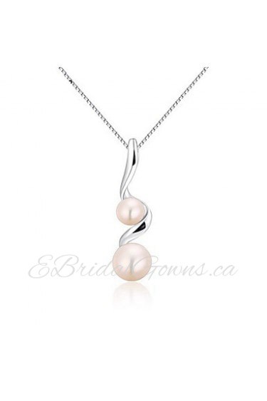 Vintage Double Natural Beads Round Pearl Pendant Real 925 Silver Link Chain Statement High Quality Necklace Women