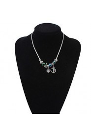 Fashion Autumn Leaves and Anchor Beaded Pendant Long Necklace for Elegant Women