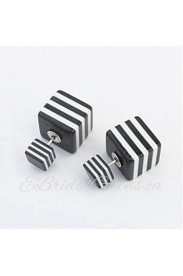 Fashion Accessories Jewelry New Square Double Sided Simple Square Stud Mix Color Gift For Women Girl