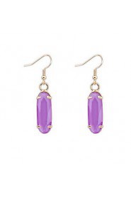 Fashion Women Jewelry Super Flash Lots Colors Natural Hexagon Faceted Stone Ear Hook Dangle Drop Earrings