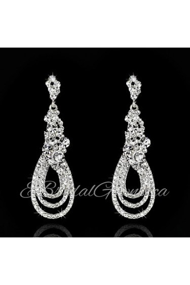 Vintage Women's Earrings Zircon Diamond Silver Earring For Wedding Bridal