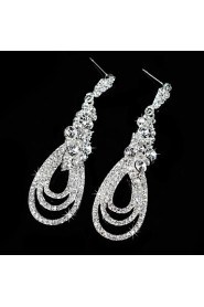 Vintage Women's Earrings Zircon Diamond Silver Earring For Wedding Bridal