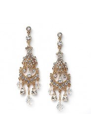 Gold Chandelier Bridal Earrings feature exquisite Vintage Drop Earrings CZ Crystal Diamond Earring For Wedding Bridal