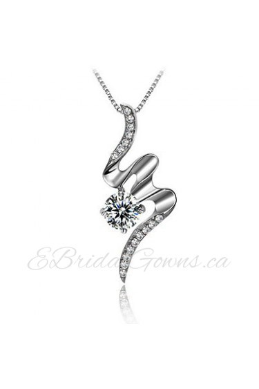 Trendy Jewelry 925 Real Silver Chain Slide Line Shaped Pendant Small Snake Necklace Rhinestone High Quality