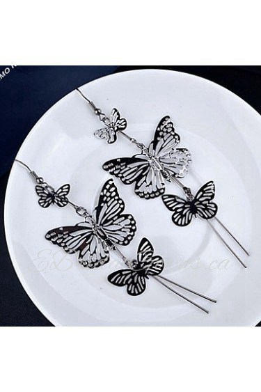 Retro Earrings Ear Pendants Eardrop Long Multi Hollowed-Out Butterfly Style Wedding Decoration