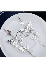 Retro Earrings Ear Pendants Eardrop Long Multi Hollowed-Out Butterfly Style Wedding Decoration