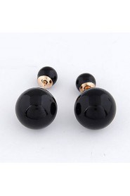 Women's European Concise Fashion Double Side Stud Earrings With Imitation Pearl