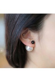 Women's European Concise Fashion Double Side Stud Earrings With Imitation Pearl