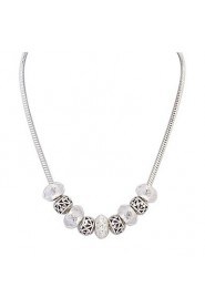 Single Line Silver Beads Necklace Fashion Jewelry Elegant Women