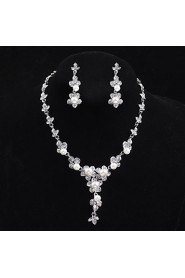 Flower style Women's Cubic Zirconia/Alloy/Imitation Pearl Wedding/Party Jewelry Set With