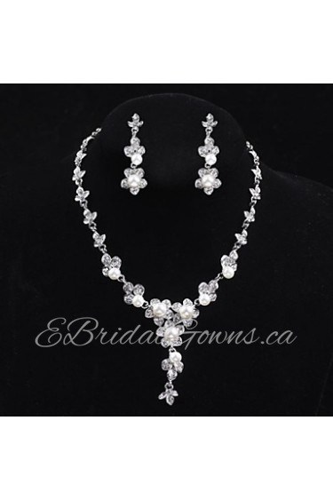 Flower style Women's Cubic Zirconia/Alloy/Imitation Pearl Wedding/Party Jewelry Set With