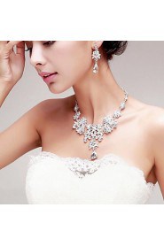 Gorgeous Rhinestones Titanium Wedding/Party Necklace with Earings