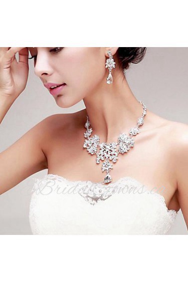 Gorgeous Rhinestones Titanium Wedding/Party Necklace with Earings