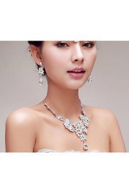 Gorgeous Rhinestones Titanium Wedding/Party Necklace with Earings