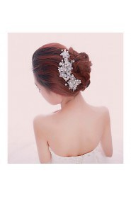 Women White Pearl Flower Hairpins Hair Sticker