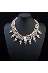 Fashion High Quality Brand Design Luxury Big Triangle Black Crystal Chunky Statement Necklace New Arrival