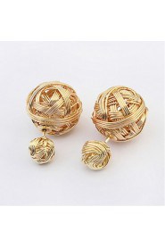 Fashion Earring Sweet Double Side Beads Golden Imitation Pearl Earrings Weaved Design Fashion Earring For Women