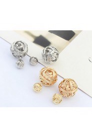 Fashion Earring Sweet Double Side Beads Golden Imitation Pearl Earrings Weaved Design Fashion Earring For Women