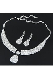 Women's Shiny Rhinestone Bridal Sets Bridal Accessories Water Droplets Pendant Necklace Earrings Set Wedding Party Gift