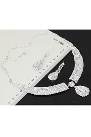 Women's Shiny Rhinestone Bridal Sets Bridal Accessories Water Droplets Pendant Necklace Earrings Set Wedding Party Gift