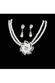 Jewelry Set Women's Wedding / Party / Daily Jewelry Sets Pearl / Alloy Necklaces / Earrings Silver