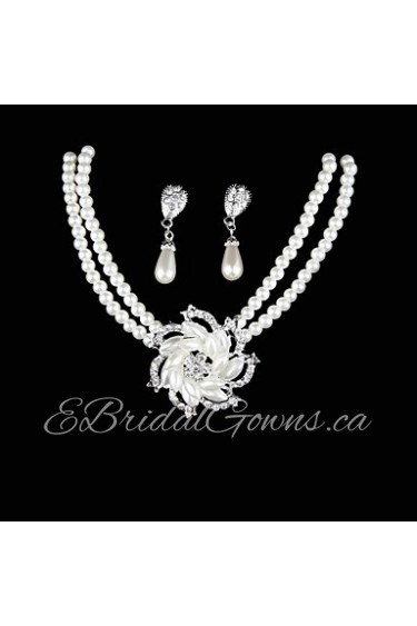 Jewelry Set Women's Wedding / Party / Daily Jewelry Sets Pearl / Alloy Necklaces / Earrings Silver