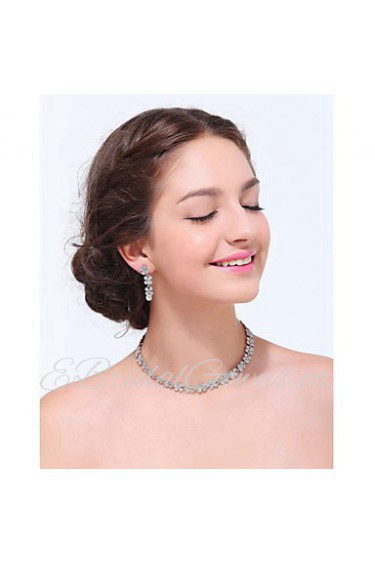 Women's Silver Alloy Rhinestone Cubic Zirconia Jewelry Set