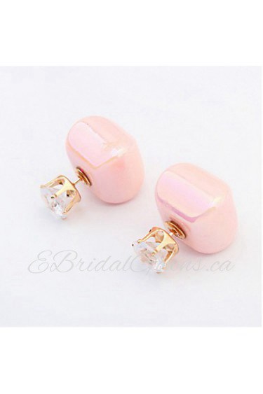 Fashion Mix Style Candy Colors Square Shaped Pierced Stud Earrings for Cute Women