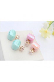 Fashion Mix Style Candy Colors Square Shaped Pierced Stud Earrings for Cute Women