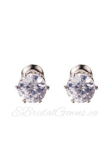 Clear AZircon Silver Stud Earrings