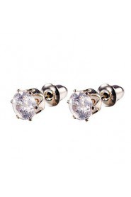 Clear AZircon Silver Stud Earrings